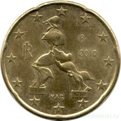 Монета. Италия. 20 центов 2010 год.
