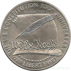 Монета. США. 1 доллар 1987 год (P). 200 лет Конституции США.