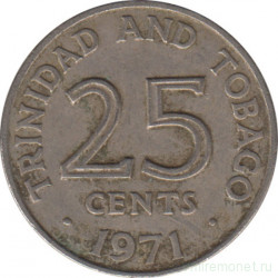 Монета. Тринидад и Тобаго. 25 центов 1971 год.