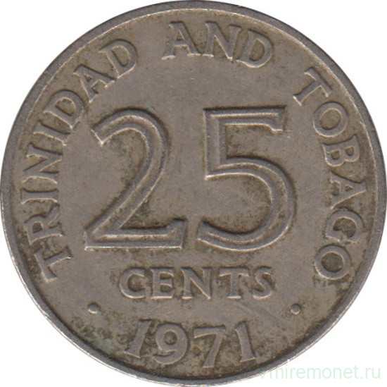 Монета. Тринидад и Тобаго. 25 центов 1971 год.