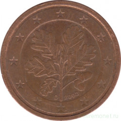 Монета. Германия. 2 цента 2003 год. (D).
