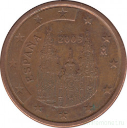 Монета. Испания. 5 центов 2003 год.