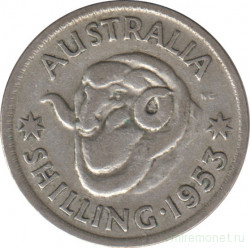 Монета. Австралия. 1 шиллинг 1953 год.