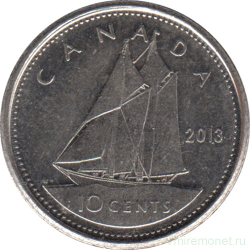 Монета. Канада. 10 центов 2013 год.