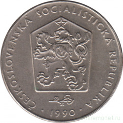 Монета. Чехословакия. 2 кроны 1990 год.