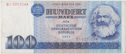 Банкнота. Германия. ГДР. 100 марок 1975 год. Тип 31а.