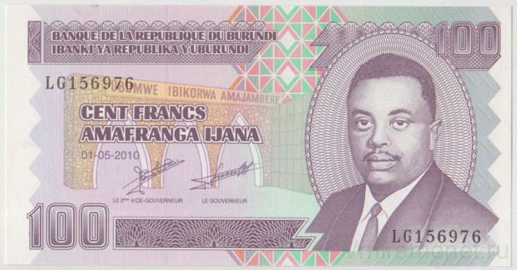 Банкнота. Бурунди. 100 франков 2010 год.