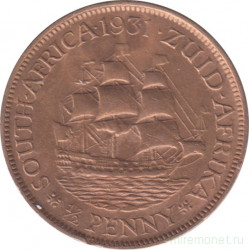 Монета. Южно-Африканская республика (ЮАР). 1/2 пенни 1931 год.