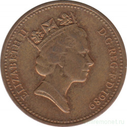 Монета. Великобритания. 1 пенни 1989 год.