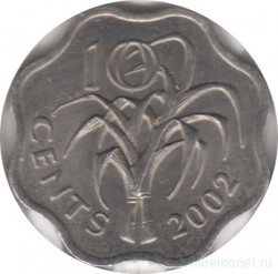 Монета. Свазиленд. 10 центов 2002 год.