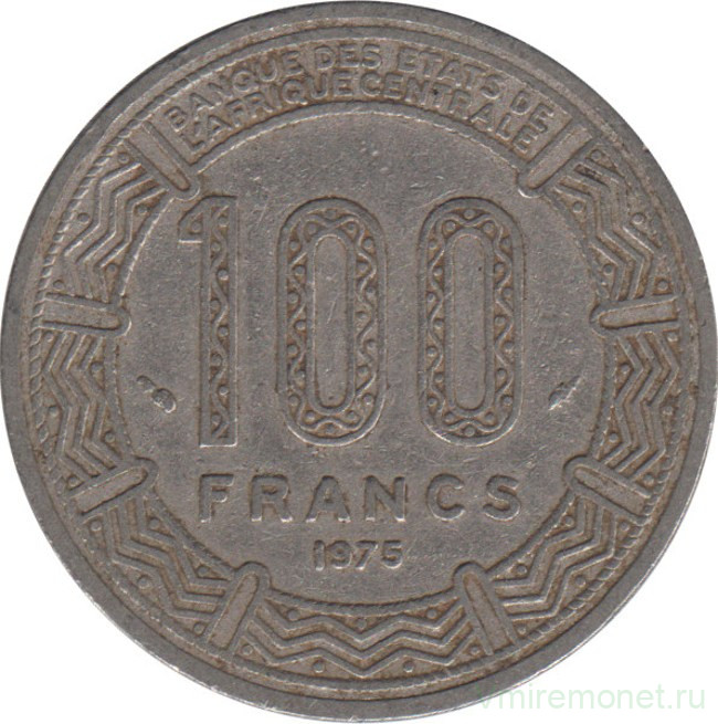 Монета. Чад. 100 франков 1975 год.