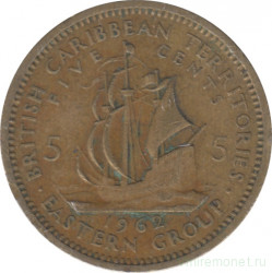 Монета. Британские Восточные Карибские территории. 5 центов 1962 год.