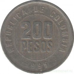 Монета. Колумбия. 200 песо 1995 год.