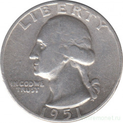 Монета. США. 25 центов 1951 год. Монетный двор D.