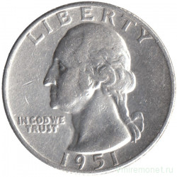 Монета. США. 25 центов 1951 год. Монетный двор D.