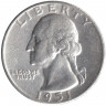 Монета. США. 25 центов 1951 год. Монетный двор D.