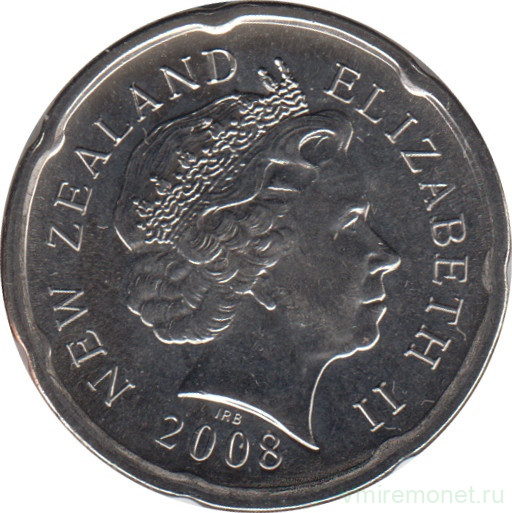 Монета. Новая Зеландия. 20 центов 2008 год.