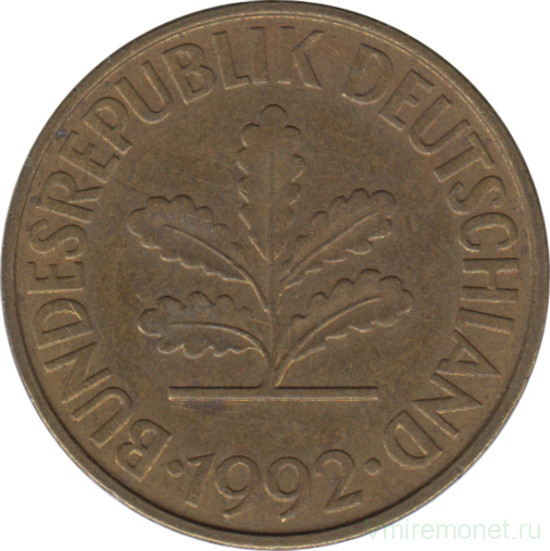 Монета. ФРГ. 10 пфеннигов 1992 год. Монетный двор - Берлин (А).