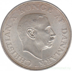 Монета. Дания. 2 кроны 1937 год.  25 лет правления Кристиана X.