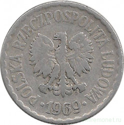 Монета. Польша. 1 злотый 1969 год.