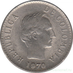 Монета. Колумбия. 20 сентаво 1970 год.