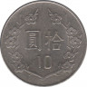 Монета. Тайвань. 10 долларов 1992 год. (81-й год Китайской республики). рев.
