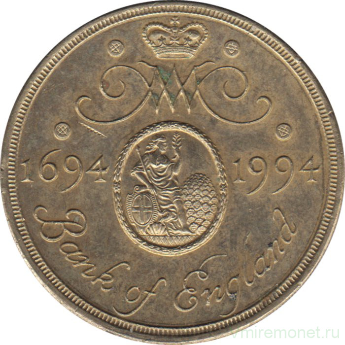 Монета. Великобритания. 2 фунта 1994 год. 300 лет Банку Англии.