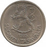 Аверс.Монета. Финляндия. 1 марка 1985 год.