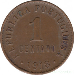 Монета. Португалия. 1 сентаво 1918 год.