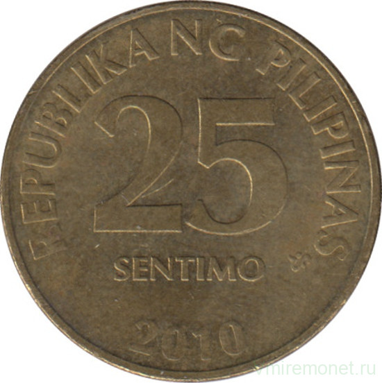 Монета. Филиппины. 25 сентимо 2010 год.