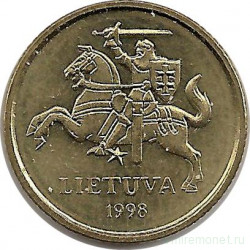 Монета. Литва. 10 центов 1998 год. 