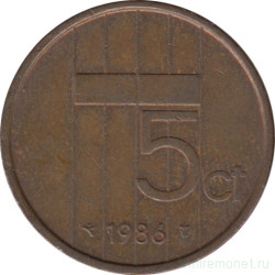 Монета. Нидерланды. 5 центов 1986 год.