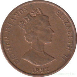 Монета. Каймановы острова. 1 цент 1992 год.