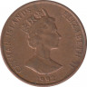 Монета. Каймановы острова. 1 цент 1992 год. ав.