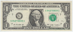 Банкнота. США. 1 доллар 2009 год. Серия G. Тип 530.