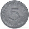 Монета. Германия. Третий Рейх. 5 рейхспфеннигов 1940 год. Монетный двор - Мюльденхаттен (E). Монета. Германия. Третий Рейх. 5 рейхспфеннигов 1940 год. Монетный двор - Мюльденхаттен (E).