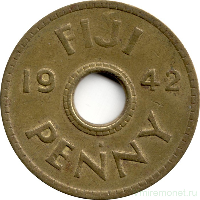 Монета. Фиджи. 1 пенни 1942 год.
