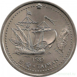 Монета. Португалия. 200 эскудо 1996 года. 1582 год - открытие Тайваня.
