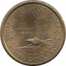 Реверс. Монета. США. 1 доллар 2008 год. Сакагавея, парящий орел. Монетный двор D.