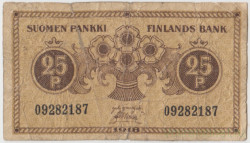 Банкнота. Финляндия. 25 пенни 1918 год. Тип 33 (6).