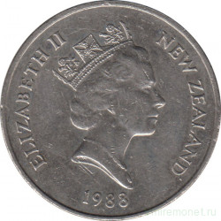 Монета. Новая Зеландия. 20 центов 1988 год.