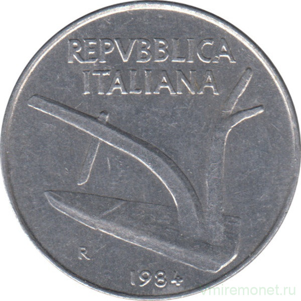 Монета. Италия. 10 лир 1984 год.