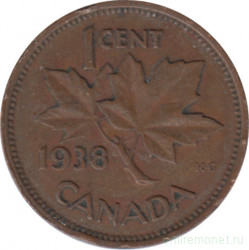 Монета. Канада. 1 цент 1938 год.