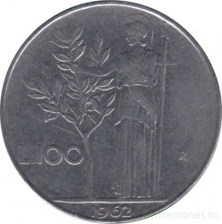 Монета. Италия. 100 лир 1962 год.