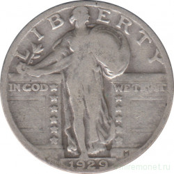 Монета. США. 25 центов 1929 год.