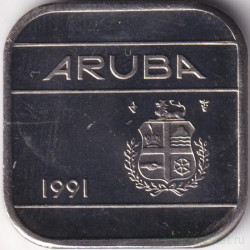 Монета. Аруба. 50 центов 1991 год.
