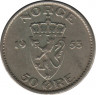  Монета. Норвегия. 50 эре 1953 год. ав.
