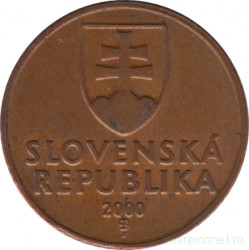Монета. Словакия. 50 геллеров 2000 год.