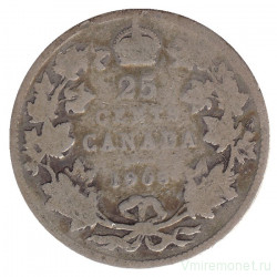 Монета. Канада. 25 центов 1903 год.