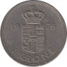 Монета. Дания. 1 крона 1976 год. ав.